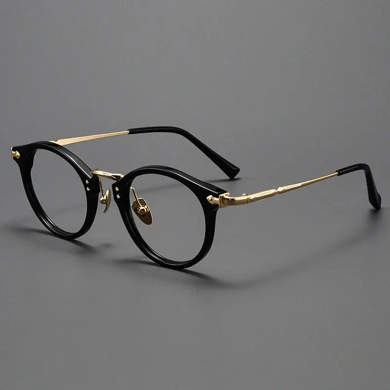 Unisex Round Full Rim Titanium Prescription Glasses Y2055 — view 9 | Rx Spectacle