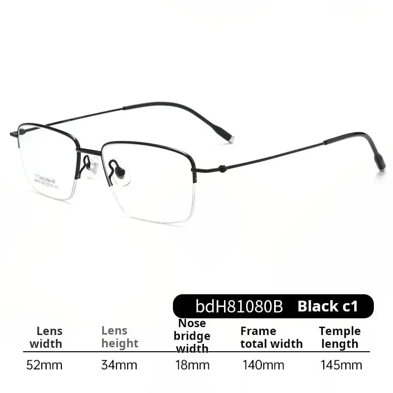 Men's Square Semi-Rimless Titanium Prescription Glasses 81080 — view 6 | Rx Spectacle
