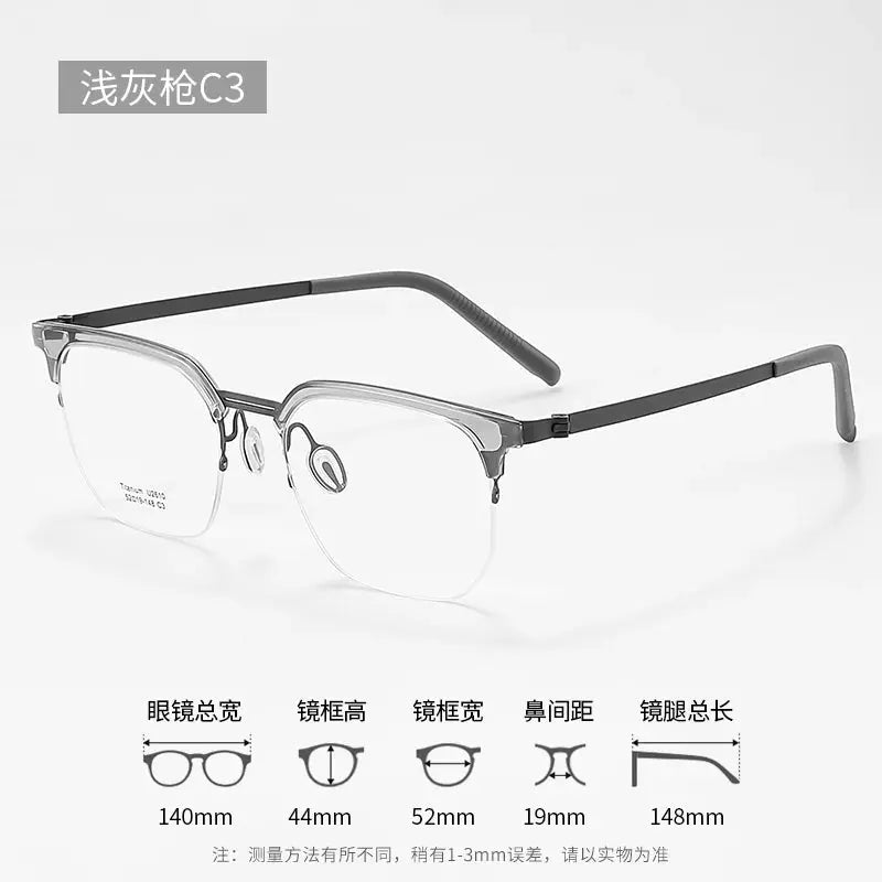 Unisex Square Full Rim Titanium Prescription Glasses 2610 — view 6 | Rx Spectacle
