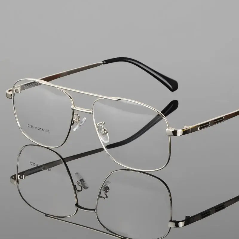 Men's Square Full Rim Titanium Double Bridge Prescription Glasses 72256 — view 7 | Rx Spectacle