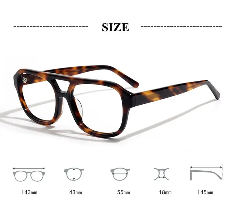 Unisex Square Full Rim Acetate Double Bridge Prescription Glasses 908 — view 8 | Rx Spectacle