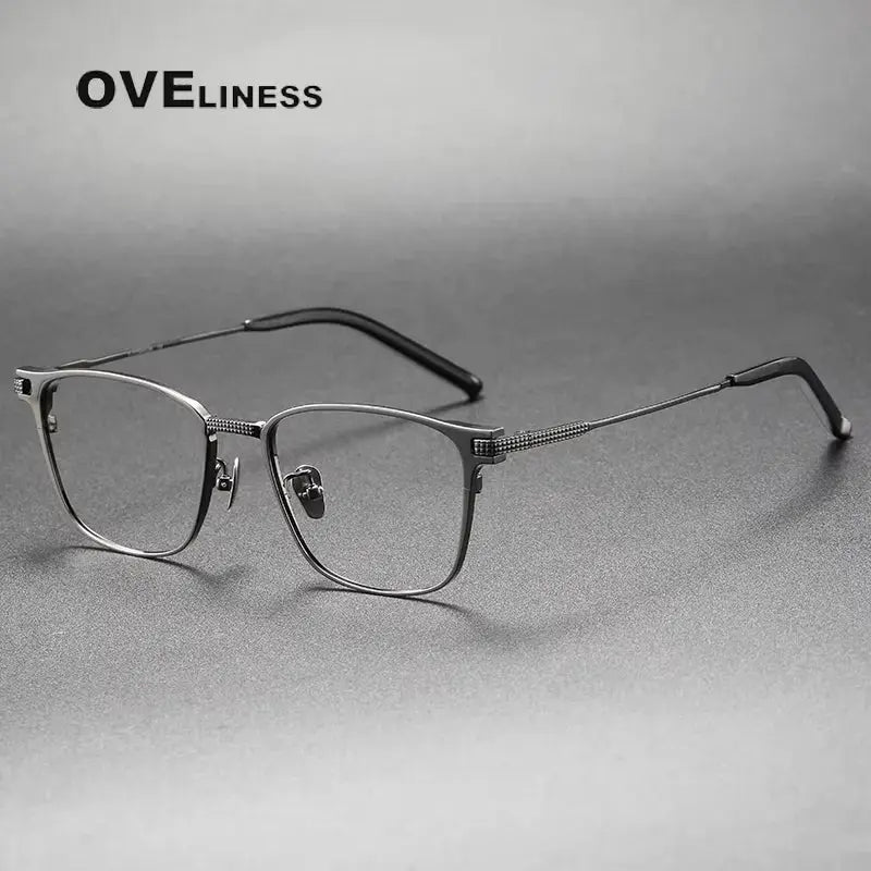 Unisex Square Full Rim Titanium Prescription Glasses 39027 — view 5 | Rx Spectacle