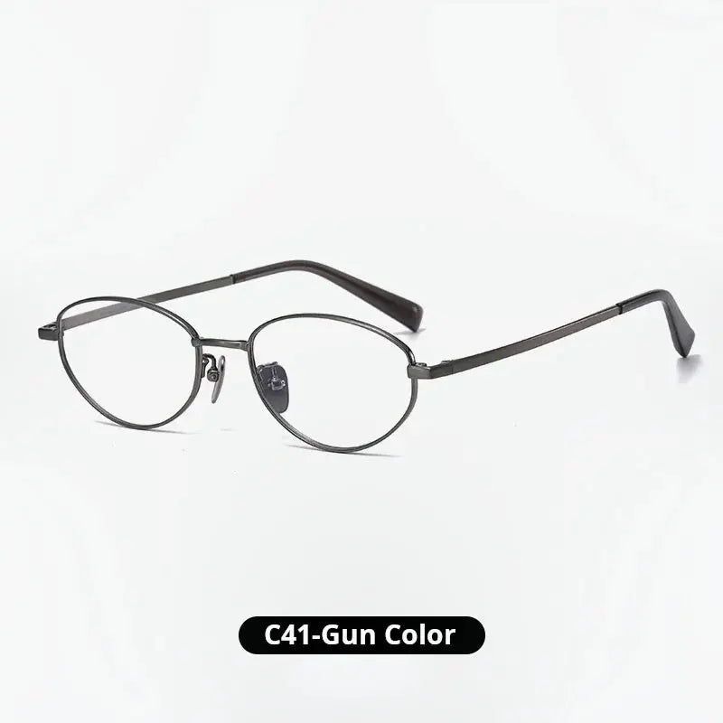 Unisex Oval Full Rim Titanium Prescription Glasses 77003 — view 6 | Rx Spectacle