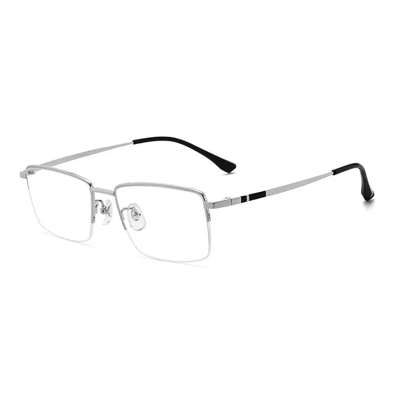 Men's Square Semi-Rimless Titanium Prescription Glasses Y18005 — view 9 | Rx Spectacle