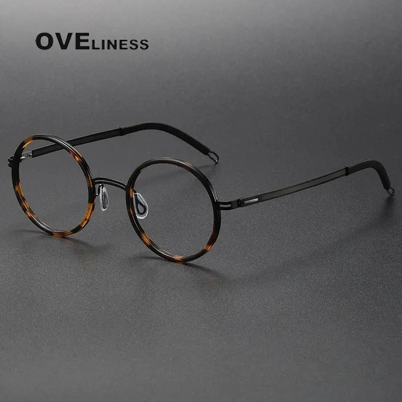 Women's Round Full Rim Titanium Prescription Glasses 8202321 — view 8 | Rx Spectacle