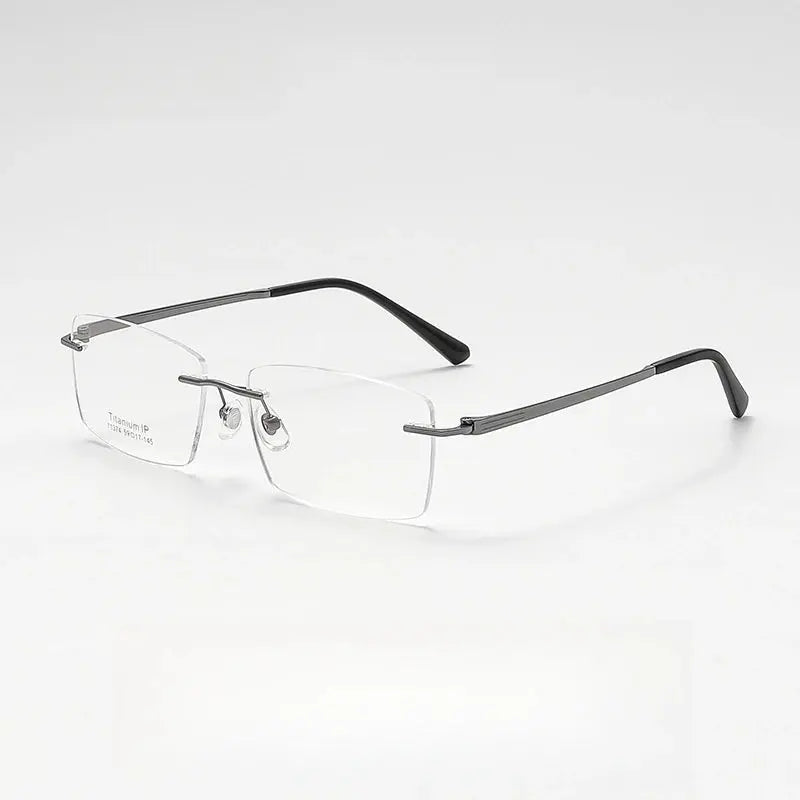 Men's Square Rimless Titanium Oversized Prescription Glasses 71374 — view 5 | Rx Spectacle
