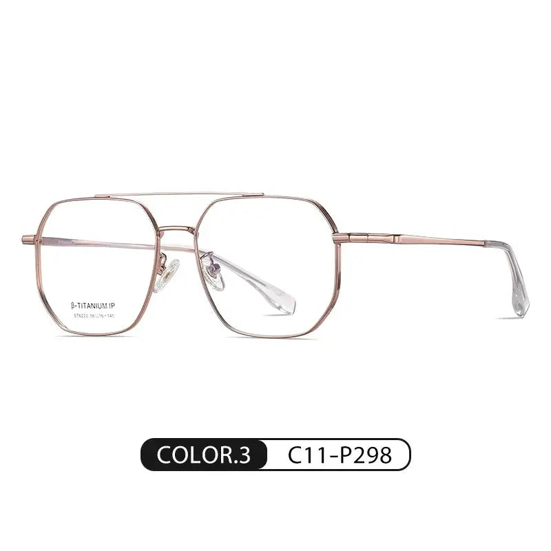 Unisex Square Full Rim Titanium Double Bridge Prescription Glasses 6222 — view 5 | Rx Spectacle