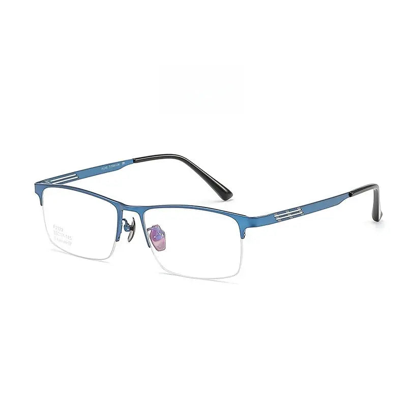 Men's Square Semi-Rimless Titanium Prescription Glasses Y2322 — view 8 | Rx Spectacle