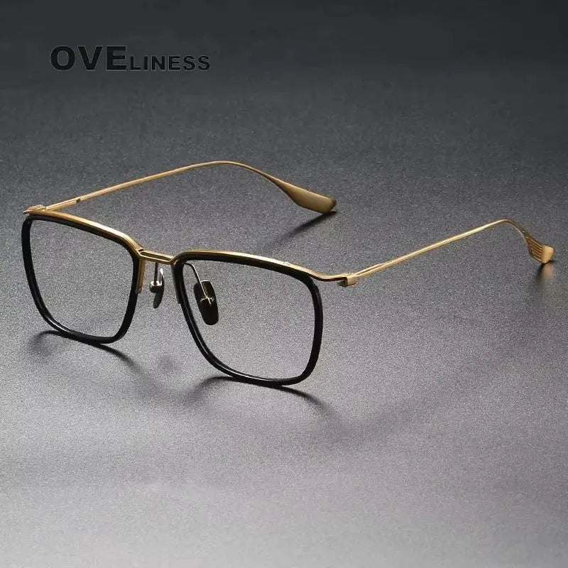 Men's Square Full Rim Titanium Prescription Glasses 614106 — view 7 | Rx Spectacle