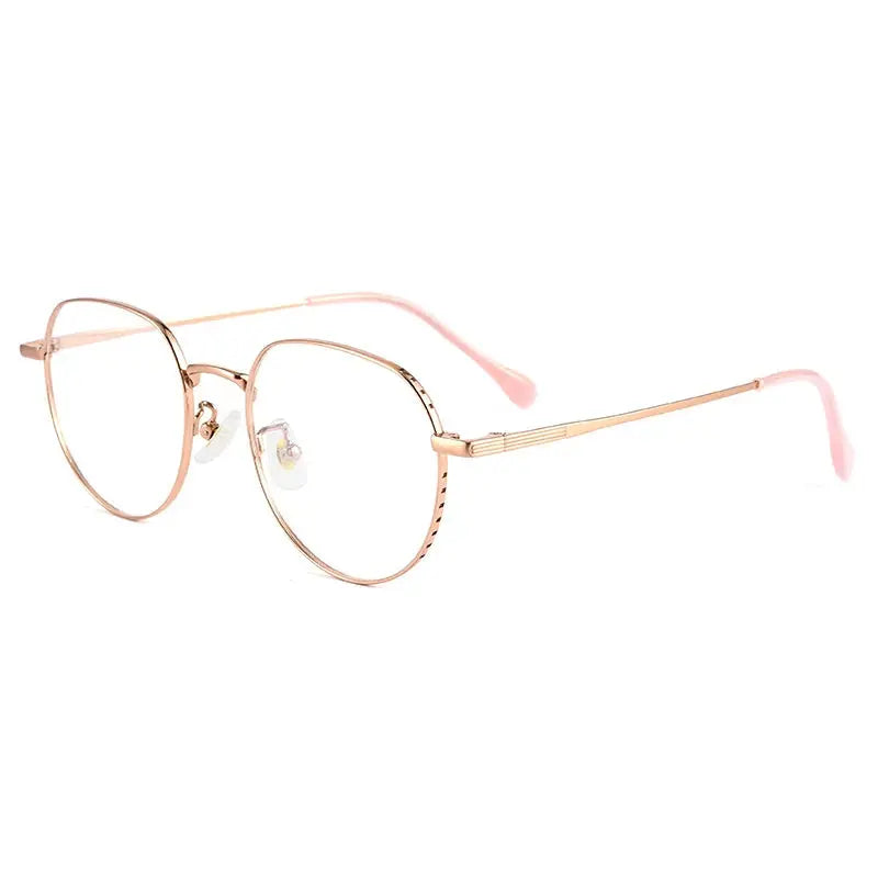 Women's Round Full Rim Titanium Flat Top Prescription Glasses 5056 — view 10 | Rx Spectacle