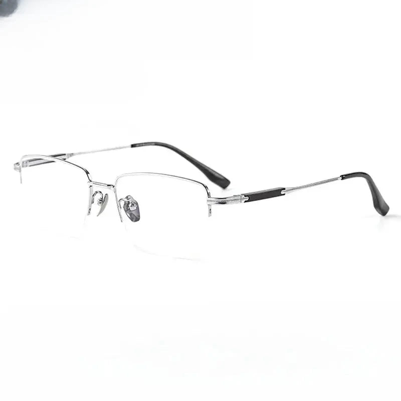 Men's Square Semi-Rimless Titanium Prescription Glasses 611605 — view 6 | Rx Spectacle
