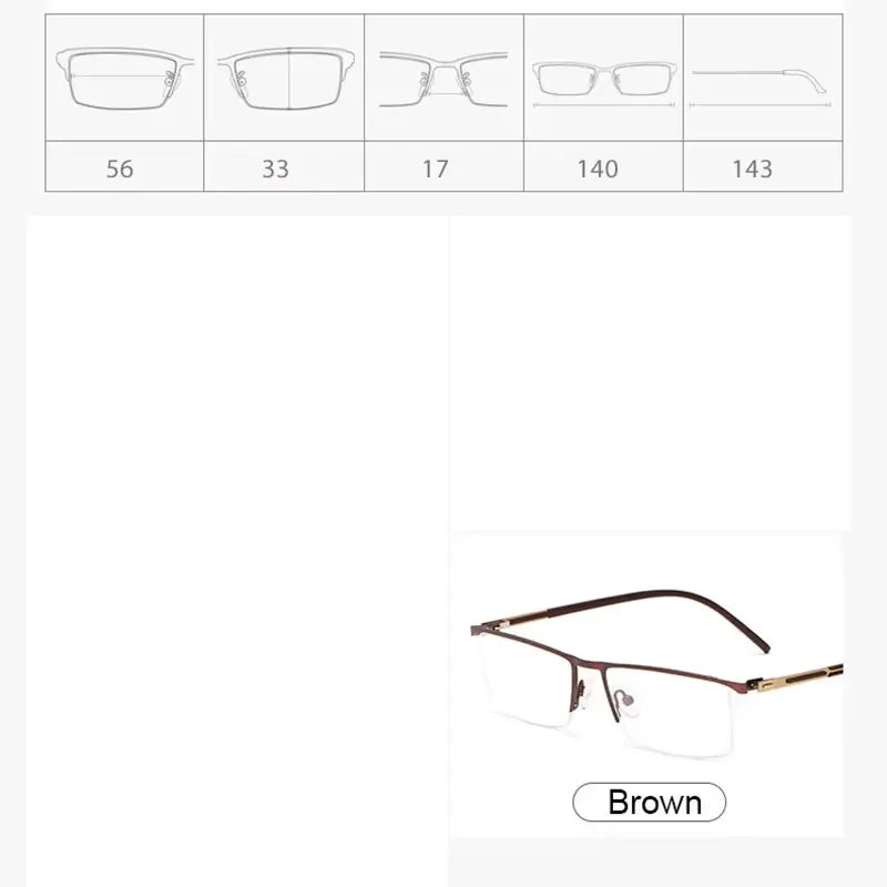 Unisex Square Semi-Rimless Alloy Prescription Glasses 99847 — view 3 | Rx Spectacle
