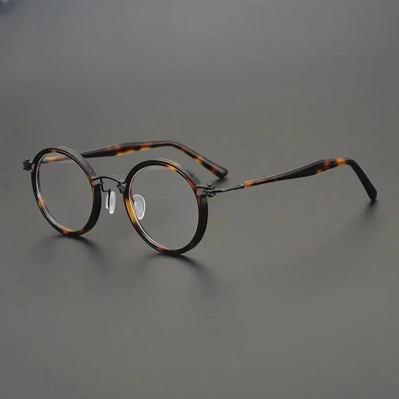 Unisex Round Full Rim Titanium Prescription Glasses 8444 — view 12 | Rx Spectacle