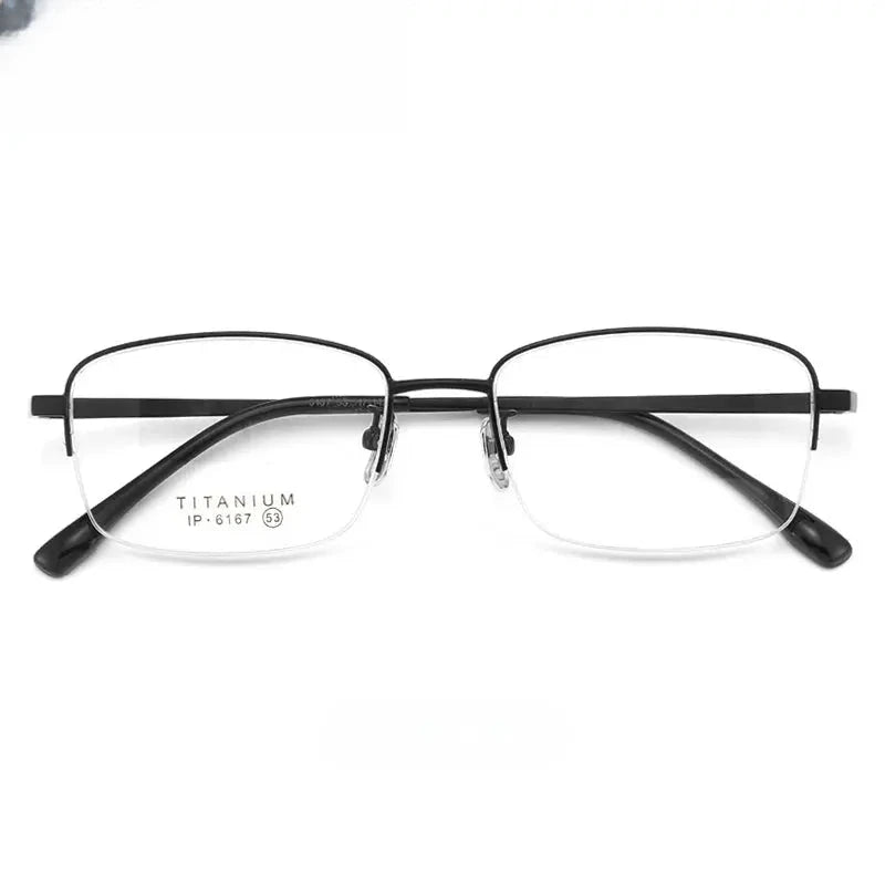 Unisex Square Semi-Rimless Titanium Prescription Glasses 966167 — view 5 | Rx Spectacle