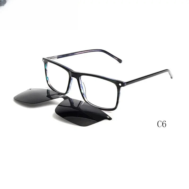 Unisex Square Full Rim Acetate Clip-On Prescription Glasses — view 7 | Rx Spectacle