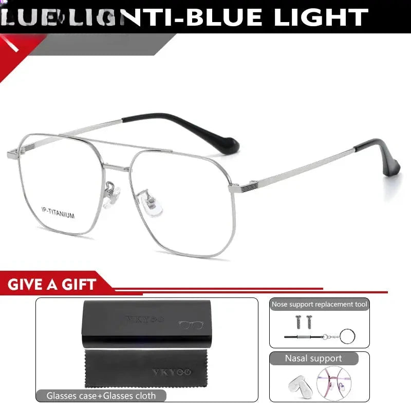 Unisex Square Full Rim Titanium Double Bridge Reading Glasses 698434 — view 8 | Rx Spectacle