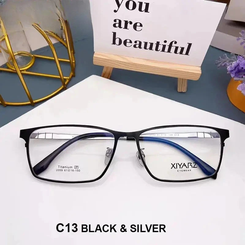 Men's Square Full Rim Titanium Oversized Prescription Glasses 582059 — view 5 | Rx Spectacle