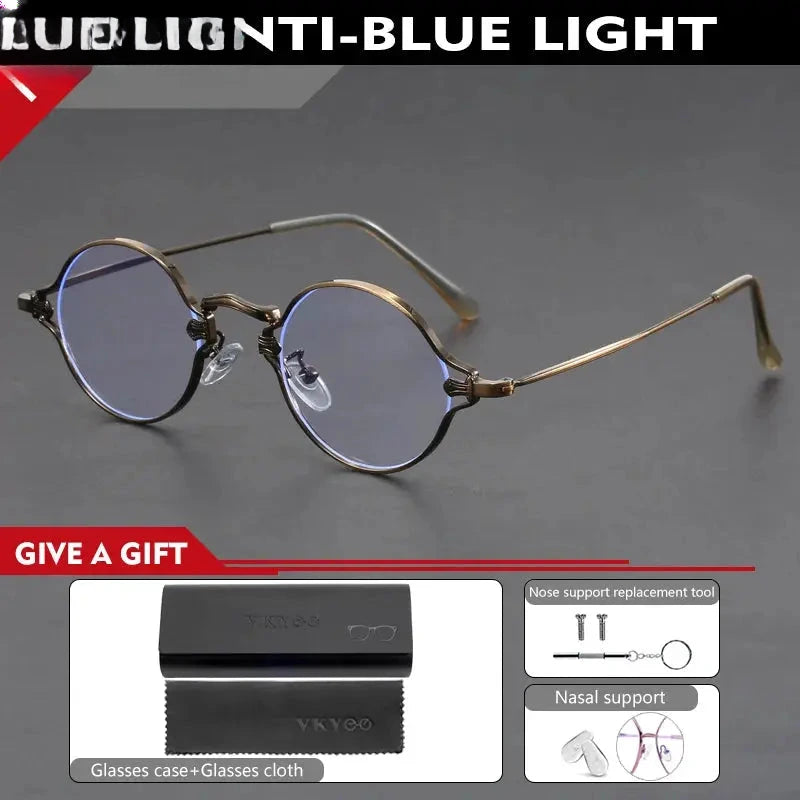Unisex Round Full Rim Alloy Reading Glasses 10642 — view 7 | Rx Spectacle