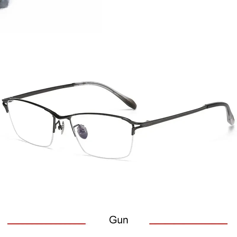 Men's Polygon Semi-Rimless Titanium Oversized Prescription Glasses 316886 — view 6 | Rx Spectacle
