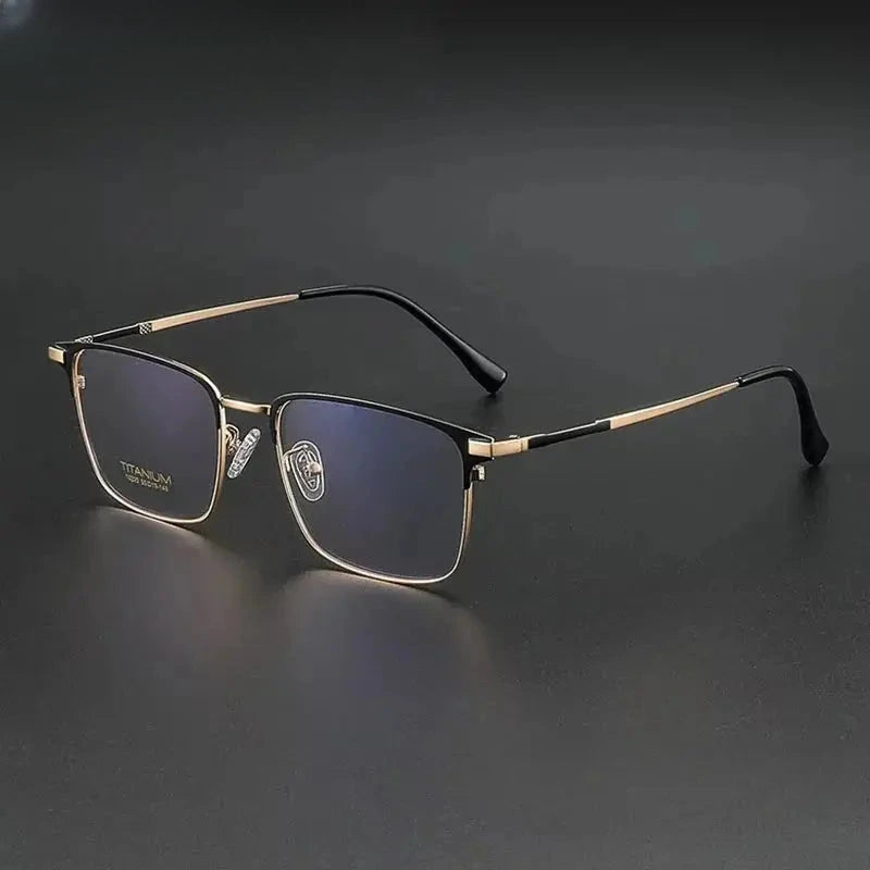 Men's Square Full Rim Titanium Prescription Glasses 710225 — view 4 | Rx Spectacle