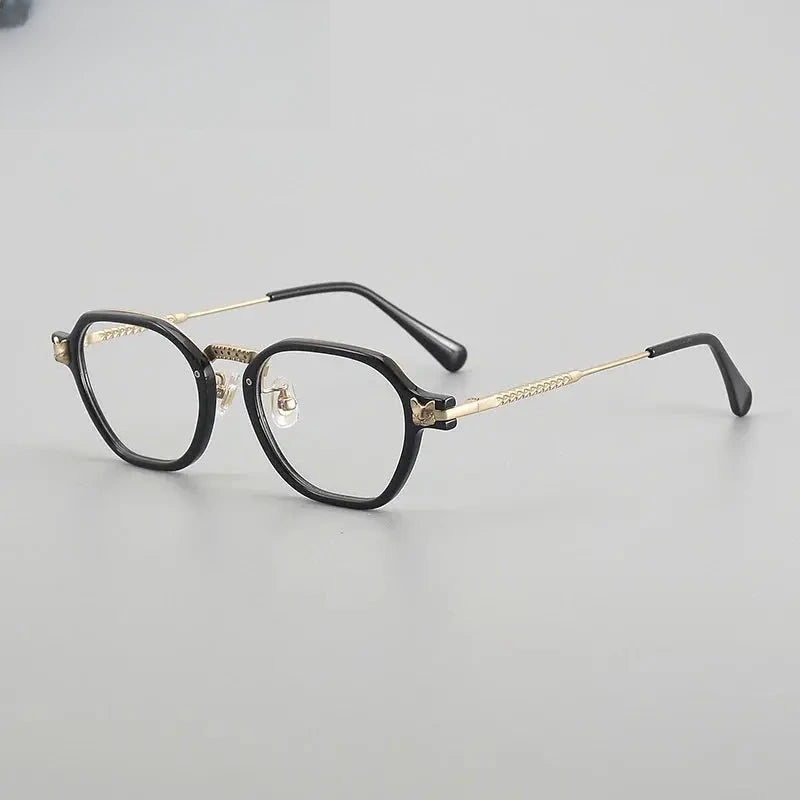 Unisex Polygon Full Rim Titanium Prescription Glasses 57009 — view 7 | Rx Spectacle