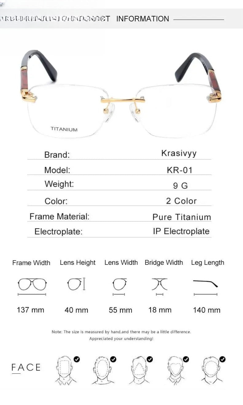 Unisex Square Rimless Titanium Prescription Glasses Ls01 — view 8 | Rx Spectacle