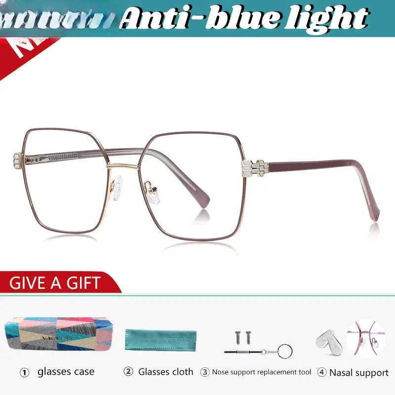 Women's Polygon Full Rim Alloy Reading Glasses 83140 — view 8 | Rx Spectacle