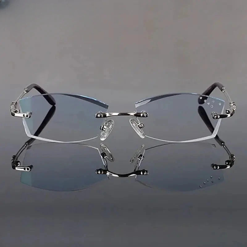 Women's Cat Eye Rimless Titanium Prescription Glasses 771005 — view 4 | Rx Spectacle