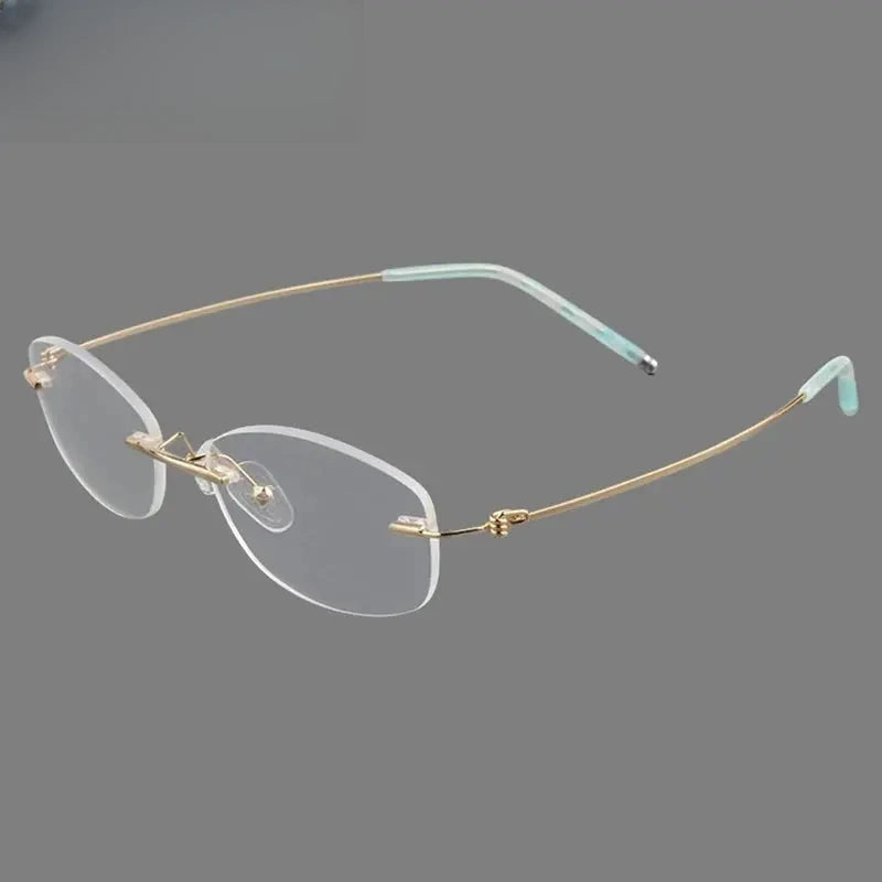 Women's Oval Rimless Titanium Prescription Glasses 678587 — view 5 | Rx Spectacle