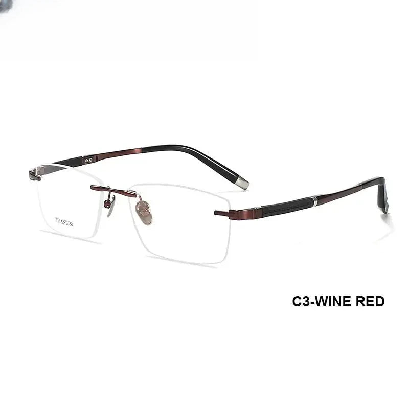 Men's Square Rimless Titanium Prescription Glasses 90589 — view 7 | Rx Spectacle