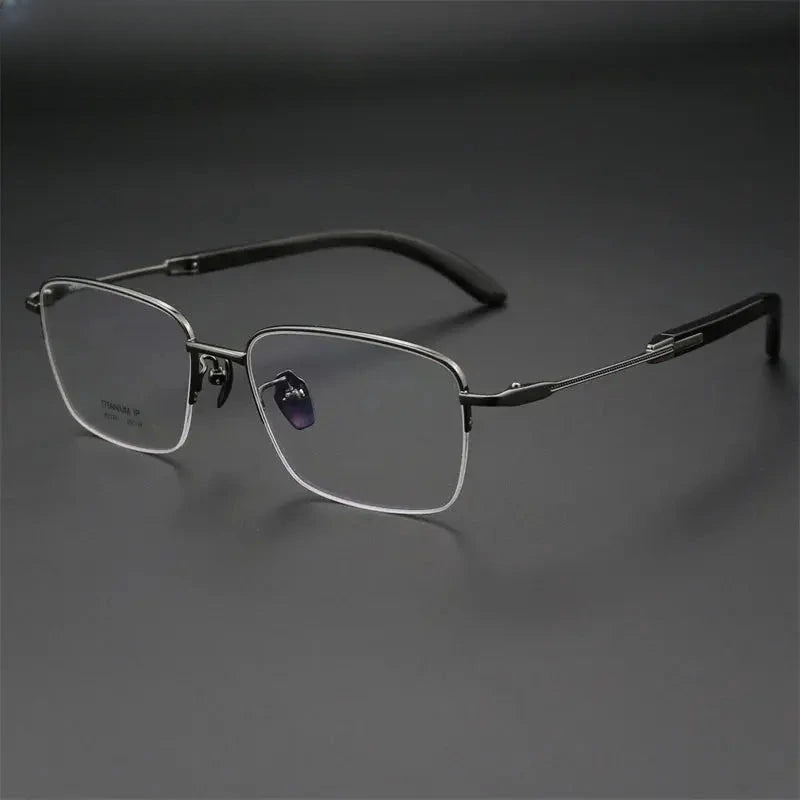 Unisex Square Semi-Rimless Titanium Prescription Glasses 312326 — view 6 | Rx Spectacle