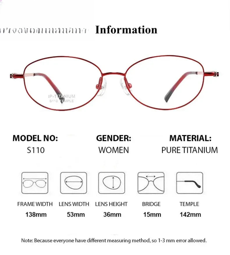 Women's Oval Full Rim Titanium Screwless Prescription Glasses 46110 — view 9 | Rx Spectacle