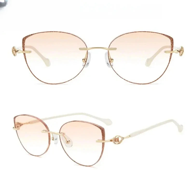 Women's Cat Eye Rimless Titanium Prescription Glasses 652058 — view 5 | Rx Spectacle