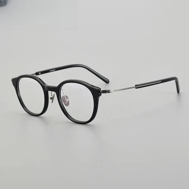 Unisex Round Full Rim Titanium Prescription Glasses 871123 — view 7 | Rx Spectacle