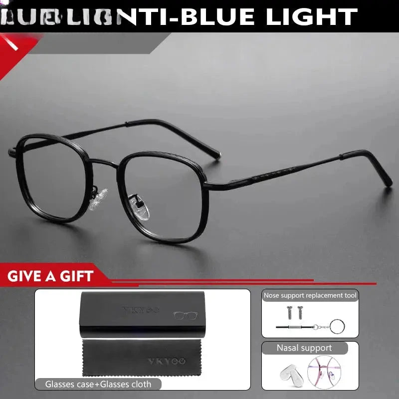 Unisex Square Full Rim Titanium Reading Glasses 10144 — view 7 | Rx Spectacle