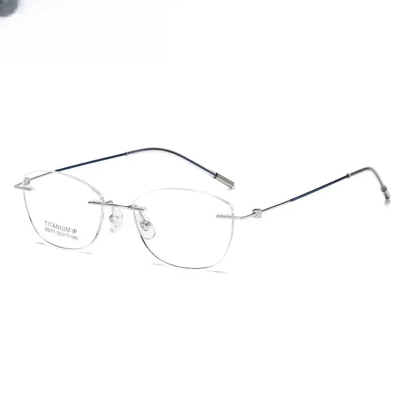 Women's Oval Rimless Titanium Reading Glasses 96071 — view 6 | Rx Spectacle