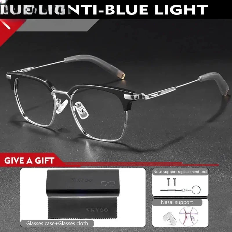 Unisex Square Full Rim Titanium Reading Glasses 814107 — view 7 | Rx Spectacle