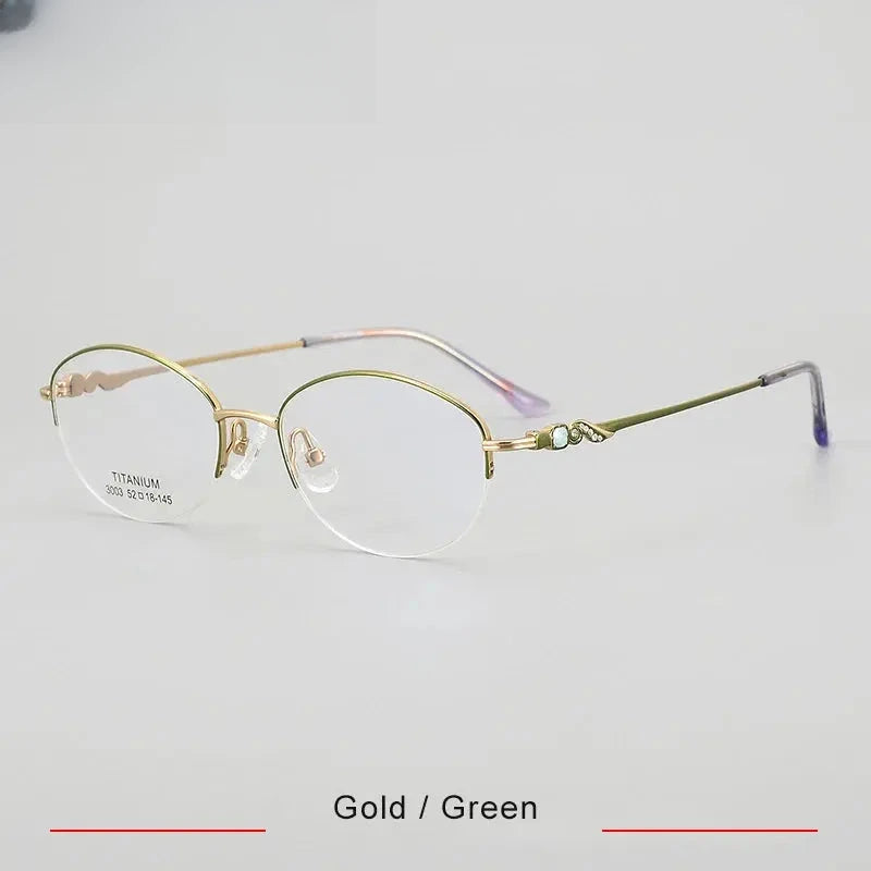 Women's Oval Semi-Rimless Titanium Prescription Glasses 33003 — view 8 | Rx Spectacle