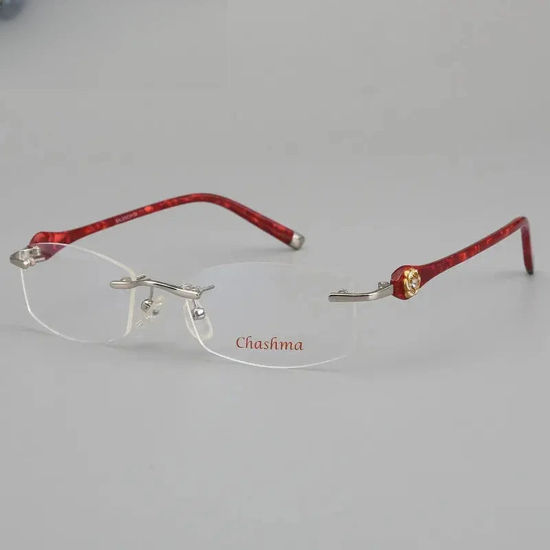 Women's Oval Rimless Titanium Prescription Glasses 58031 — view 6 | Rx Spectacle