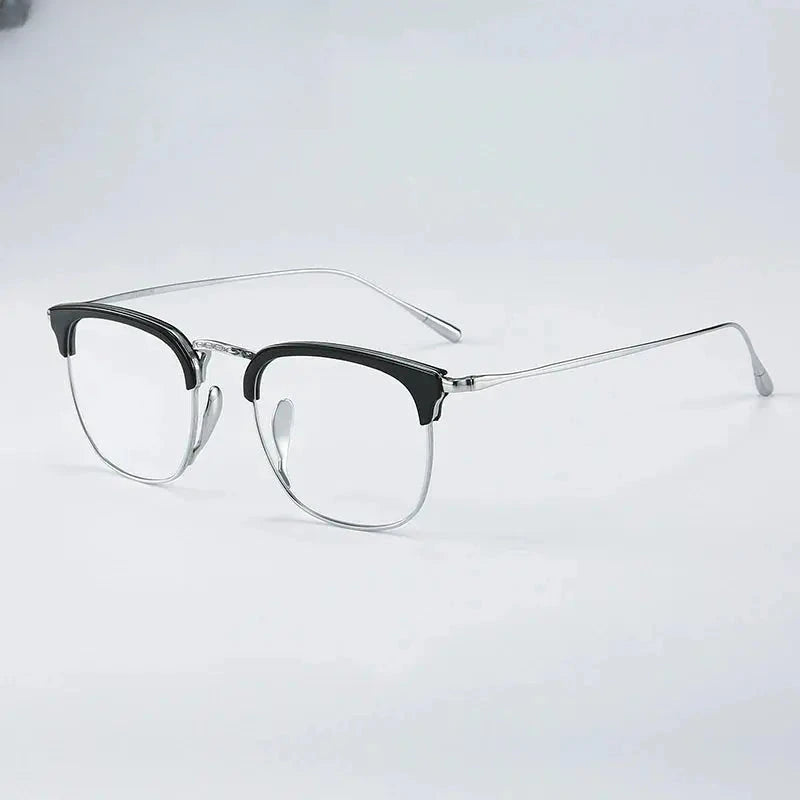 Men's Square Full Rim Titanium Prescription Glasses 35902 — view 6 | Rx Spectacle