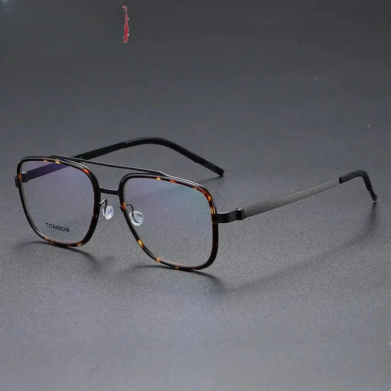 Unisex Square Full Rim Titanium Double Bridge Prescription Glasses 49911 — view 11 | Rx Spectacle