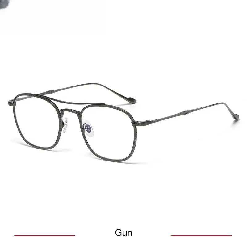 Men's Square Full Rim Titanium Double Bridge Prescription Glasses 75925 — view 7 | Rx Spectacle