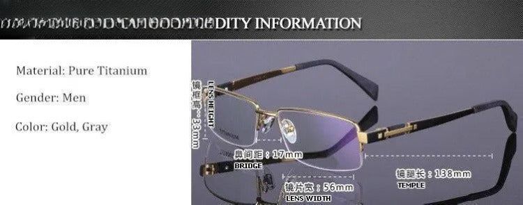 Men's Rectangular Semi-Rimless Titanium Prescription Glasses 8001 — view 9 | Rx Spectacle