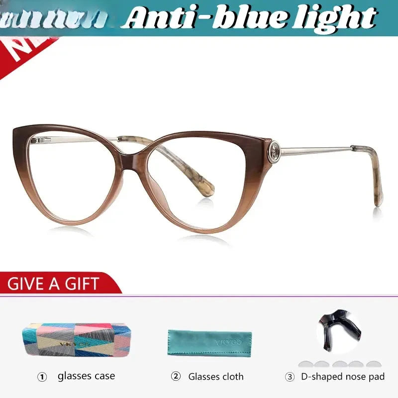 Women's Cat Eye Full Rim Titanium Reading Glasses 97207 — view 7 | Rx Spectacle