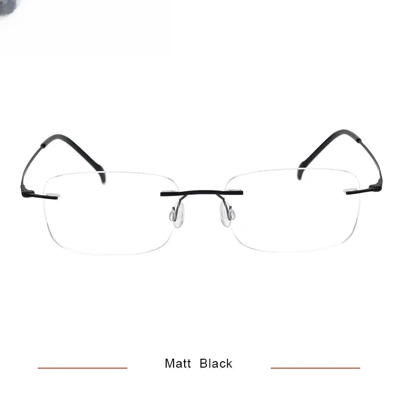 Unisex Square Rimless Titanium Screwless Prescription Glasses 421606 — view 5 | Rx Spectacle