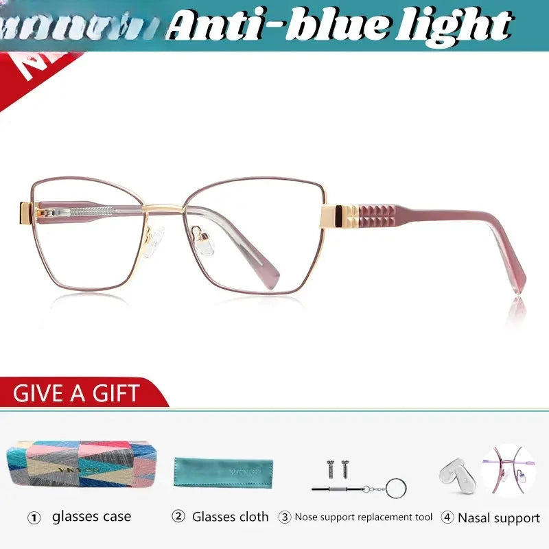 Women's Cat Eye Full Rim Alloy Reading Glasses 963168 — view 8 | Rx Spectacle