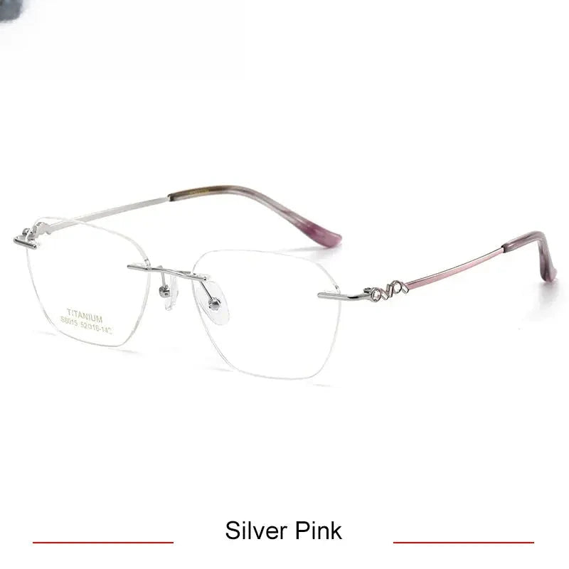 Women's Polygon Rimless Titanium Prescription Glasses 36015 — view 7 | Rx Spectacle