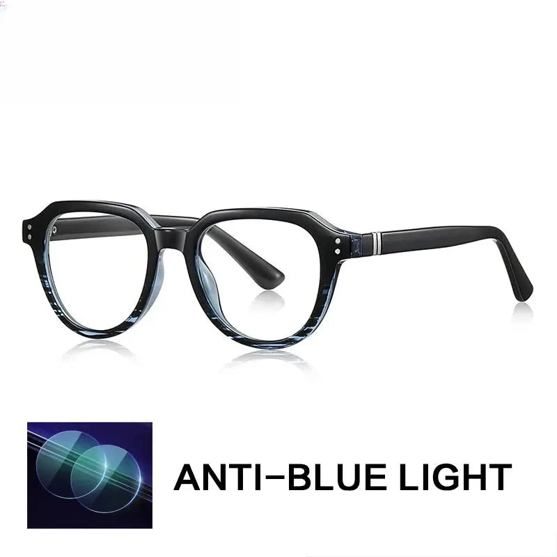 Unisex Oval Full Rim Titanium Flat Top Reading Glasses G2226 — view 8 | Rx Spectacle