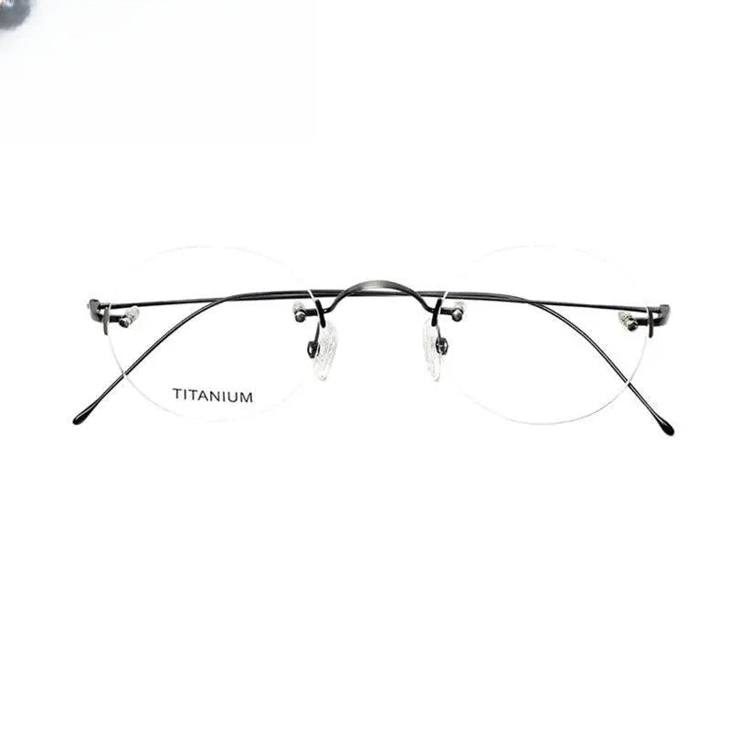 Men's Round Rimless Titanium Reading Glasses Y003 — view 6 | Rx Spectacle