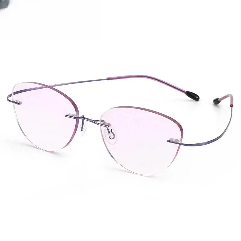 Women's Cat Eye Rimless Titanium Screwless Prescription Glasses 660742 — view 8 | Rx Spectacle
